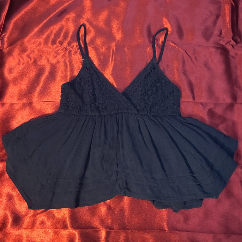 Hollister Navy Blue Babydoll Top XS